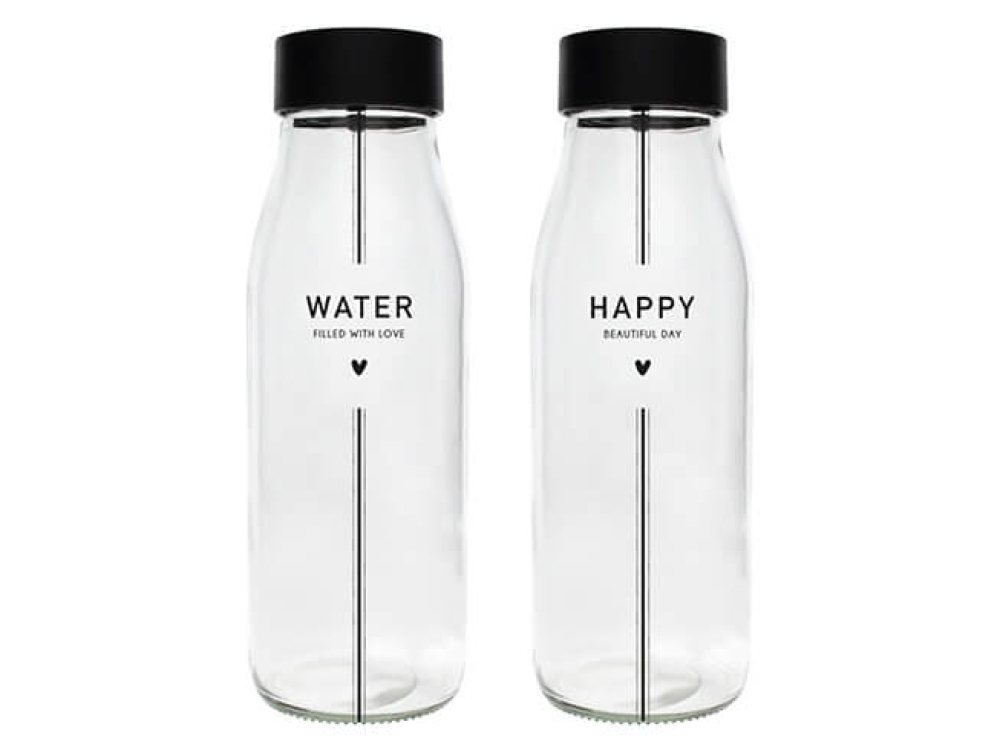 Glas Karaffe "Happy Water" 8,5 x 22 cm